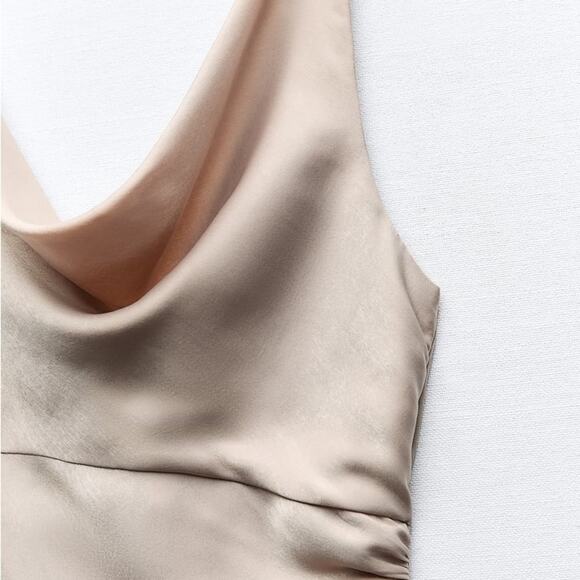 ZARA DRAPED LINGERIE-STYLE DRESS - Picture 4 of 5